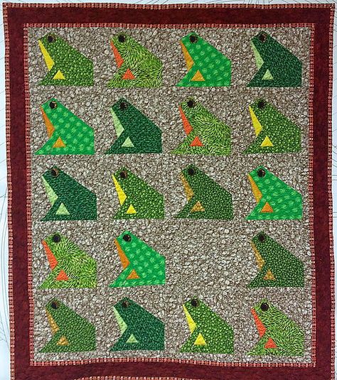 Free Frogs — Ingrid Whitcher Quilting Animal Patterns, Quilt Pattern Animals, Frog Quilt Block Pattern, Frog Quilt Block Pattern Free, Animal Quilts Patterns Free, Frog Quilt Pattern, Frog Quilt Block, Indie Quilt, Fish Quilt Patterns