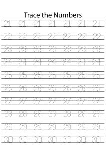 Kindergarten,First Grade Number Tracing - 21-30 worksheets to practice and develop Math skills. Take Your Kids skills to next level using our free printable Worksheets for Kindergarten,First Grade. Download and Print Kindergarten,First Grade Number Tracing - 21-30 Worksheets | SchoolMyKids Printable Worksheets For Kindergarten, Classroom Bulletin Boards Elementary, Easy Math Worksheets, Kindergarten Math Worksheets Addition, Free Printable Alphabet Worksheets, Preschool Number Worksheets, Worksheet For Kindergarten, Number Worksheet, Worksheet Preschool