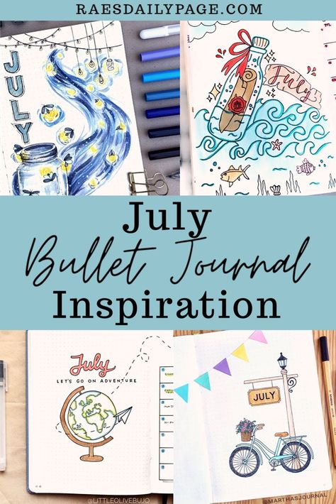 July Bujo Ideas, July Bujo Theme Ideas, Bujo July Cover, July Bujo Theme, July Bullet Journal Ideas, July Bullet Journal Cover, Monthly Intentions, July Journal, July Bujo