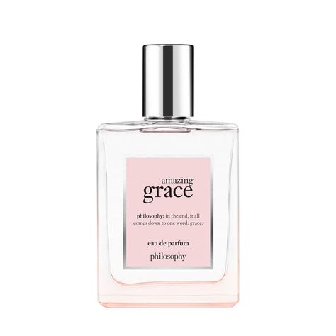 Top Notes: Mandarin Orange, Grapefruit, Bergamot. Heart Notes: Freesia, Jasmine, Rose. Base Notes: Musk.  Add a splash of free-spirited fun wherever you go with the philosophy Amazing Grace Eau de Parfum. Fresh and crisp, the fragrance opens with bold, juicy notes of Mandarin Orange, sharp Grapefruit and tantalising Bergamot. The invigorating scents conjure sun-kissed visions of cheerful orchards, the grass tickling your skin as you playfully dance through the trees. The branches offer fresh, pe Amazing Grace Ballet Rose, Grace Perfume, Philosophy Pure Grace, Philosophy Amazing Grace, Ballet Pink, Fragrance Spray, Best Perfume, Purim, Amazing Grace