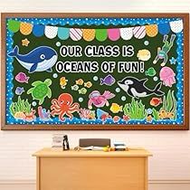 Ocean Bulletin Board, Bulletin Board Decoration, Classroom Bulletin Board, Animal Cutouts, Bulletin Board Sets, Bulletin Board Decor, Marine Fish, Classroom Bulletin Boards, Board Decoration