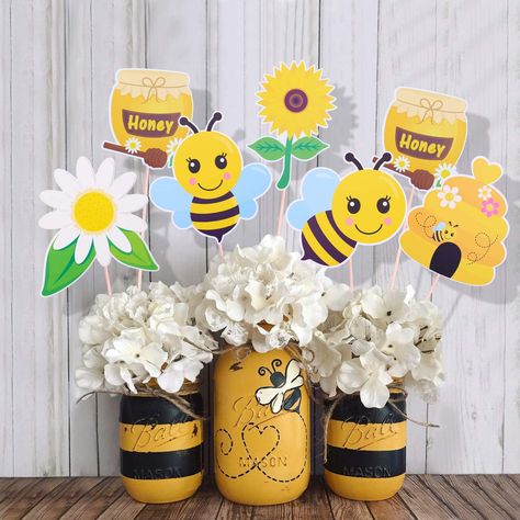 AmazonSmile: Bumble Bee Party Centerpieces Honey Bee Baby Shower Table Centerpieces Sticks Bee Gender Reveal Birthday Party Photo Props Table Topper Decorations Set of 18: Kitchen & Dining Sun Flower Theme Birthday Party, Bumblebee Birthday Party Decorations, Gender Reveal Bee Centerpieces, Bee Birthday Centerpieces, Bee Theme Gender Reveal Party Centerpieces, Bee Party Table Decor, Bumble Bee Centerpieces, Bumble Bee Table Decorations, Bee Baby Shower Theme Centerpieces