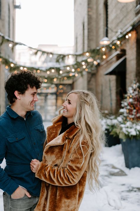 Minneapolis Winter, Downtown Couple, Winter Couple Pictures, Snow Couple, Minnesota Winter, Snow Photoshoot, Downtown Minneapolis, Couples Shoot, Winter Photo