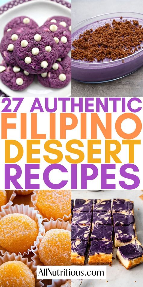 If you are looking for the best easy and delicious dessert recipes with Filipino flavor look no further than these authentic Filipino desserts. These incredible Filipino dessert recipes are perfect to make and indulge in. Filipino Dessert Table Ideas, Pinoy Dessert Recipe, Filipino Desserts Easy, Filipino Desserts Aesthetic, Philippino Food Desserts, Pinoy Dessert Filipino Food, Filipino Snacks Recipes, Filipino Cake Recipes, Negosyo Ideas Philippines