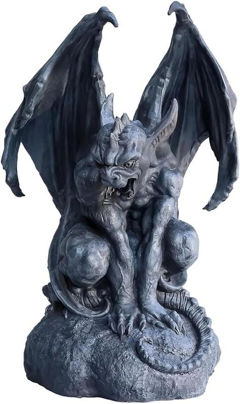 Gargoyle Statue, Gargoyles Art, Gothic Gargoyles, Fantasy Sculpture, Creature Of The Night, Dark Arts, The Saints, Creatures Of The Night, Sketch Painting