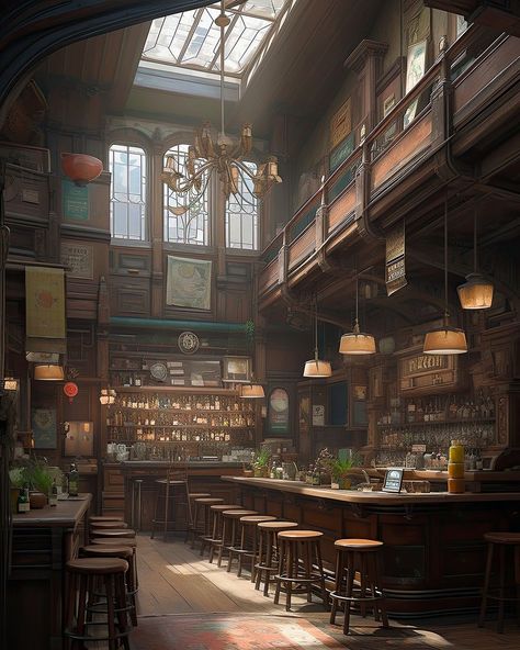 Fantasy Speakeasy Art, Fantasy Restaurant Concept Art, Dnd Setting Inspiration, Fantasy Pub, Fantasy Bar, Fantasy Inn, Interior Concept Art, Fantasy Shop, Adventure Inspiration