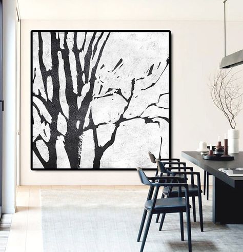 Large Abstract Painting Canvas Art, Landscape Painting On Canvas, Handmade Original Art Abstract Tree. Abstract Art Collection, Minimal Painting, Soyut Sanat Tabloları, Abstract Tree, Black And White Painting, Original Abstract Art, Urban Sketchers, Minimalist Painting, Large Abstract Painting