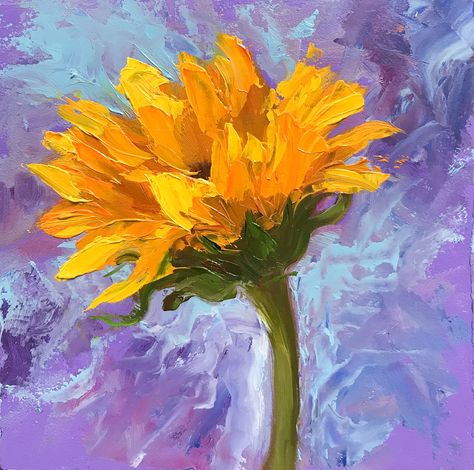 Large Flower Painting, Sunflower Oil Painting, Flower Painting On Canvas, Small Sunflower, Flower Oil Painting, Paintings Oil, Office Decor Home, Floral Drawing, Sunflower Art