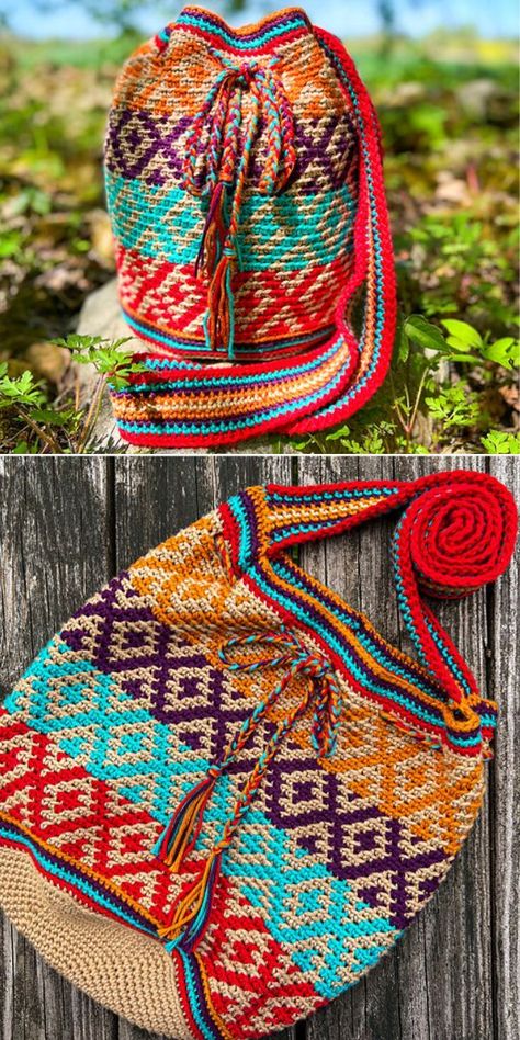 Crochet Hippy Bag, Boho Bag Crochet Pattern, Free Crochet Patterns For Backpacks, Boho Amigurumi, Backpack Crochet Pattern Free, Crochet Hobo Bag Free Pattern, Crochet Boho Bag Pattern Free, Crochet Bags Ideas, Tote Bag Crochet Pattern Free