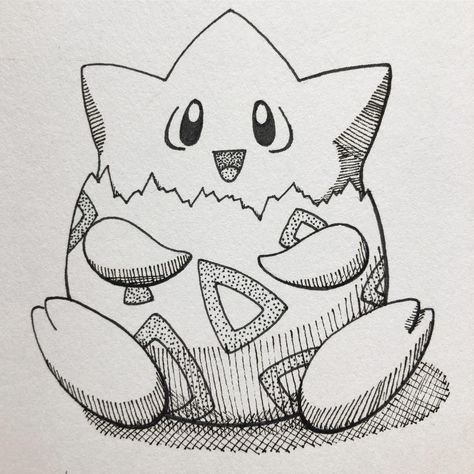 Sketches Of Pokemon, Togapee Pokemon Tattoo, Togepi Pokemon Tattoo, Togepi Drawing, Pokemon Sketches Pencil, Togepi Tattoo, Pokemon Line Art, Pokémon Flash, Pokemon Art Draw