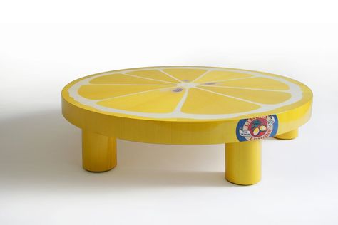 Studio Catoir / design / tablesDesks / Lemon Slice Studio Catoir Collection Quirky Nursery, Lemon Seeds, Weird Furniture, Circular Coffee Table, Colorful Apartment, Food Shapes, Funky Decor, Yellow Home Decor, Bespoke Interiors