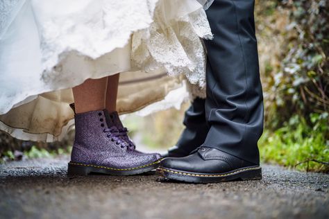 Wedding With Doc Martens, Wedding Doc Martens Bride, Doc Martens Wedding Dress, Doc Marten Wedding, Doc Martens Wedding, Wedding Docs, Wedding Doc Martens, Fae Wedding, Wedding Converse Bride