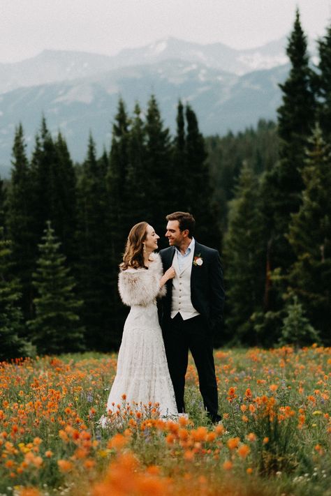 Wildflowers surrounding Bride and Groom Colorado Mountain Wedding Wedding Mountain Photos, Mountain Wedding Pictures, Denver Elopement, Spring Wedding Photography, Mountain Wedding Photos, Colorado Mountain Wedding, Mountain Engagement Photos, Fort Collins Colorado, Mountain Wedding Colorado