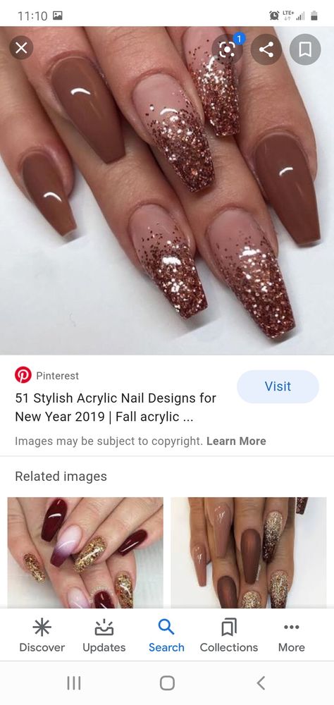 Nails To Match Rust Color Dress, Brown Sparkly Nails, Rust Colored Nails, Rust Nails Design, Fall Glitter Nails, Rust Nails, Copper Nails Designs, Pink Sparkle Nails, Pink Tip Nails