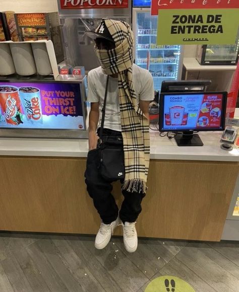 Burberry Scarf Outfit Men, Uk Boys Roadmen Aesthetic, Burberry Scarf Men, Burberry Scarf Outfit, Scarf Outfit Men, Hat Outfit Men, Uk Icon, Us Drip, Uk Drip