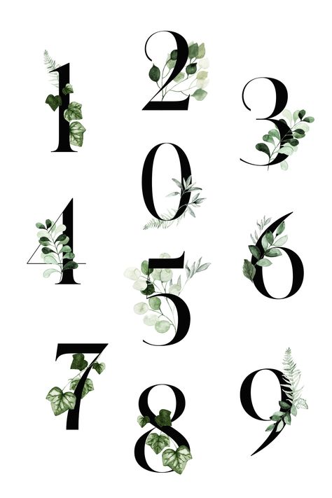 Greenery Letters, Alphabet Watercolor, Numbers Typography, Awareness Tattoo, Small Tats, Uppercase Alphabet, Wedding Logo Design, Watercolor Greenery, Hand Lettering Alphabet