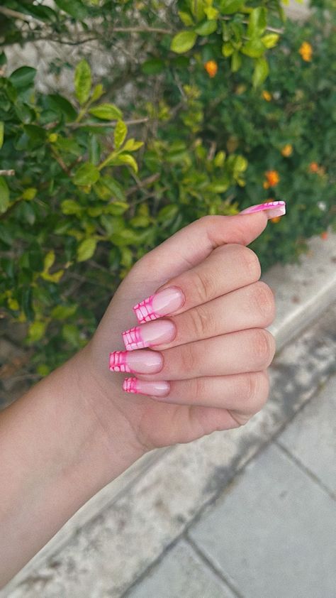 Pink French Tip Crocodile Nails, Crocodile Nail Design Red, Pink Snake Skin French Tip Nails, Croc Print Almond Nails, Pink Crocodile Acrylic Nails, Crocodile French Nails, Crocodile Pattern Nails, Crocidle Nail Design Pink, Crocodile Nail Design Short