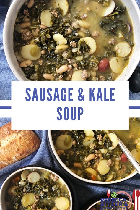 This low sodium soup is perfect for any chilly fall day. Kale Sausage Soup, Sausage Kale Soup, Kale And White Bean Soup, Kale And Bean Soup, Low Sodium Soup, Kale Sausage, Kale And White Bean, Kale Soup Recipes, Sausage And Kale Soup