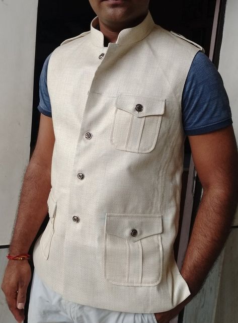 Safari Style Off white Nehru Jacket Indian Hosting Cream Waistcoat Party wear Nehru Collar Vest Custom Made Jacket for Event and Occasions Safari style classic outfit for any events this Nehru jacket made from cream color solid cotton fabric Five Metal buttons Nehru Jacket Chest Patch pocket & Two down patch pockets with button closure Available sizes in US : 34, 36, 38, 40, 42, 44, 46 and made to measure ! Breeches Equestrian, Crew Cut Hair, Nehru Jacket For Men, Women's Equestrian, Mens Waistcoat, Collar Vest, Classic Outfit, White Clothes, Nehru Jacket