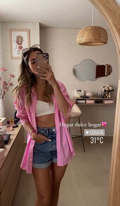 Mode Zara, Looks Style, Pink Shirt, Mode Inspiration, Looks Vintage, Spring Summer Outfits, Outfits Casuales, Cute Casual Outfits, Holiday Outfits