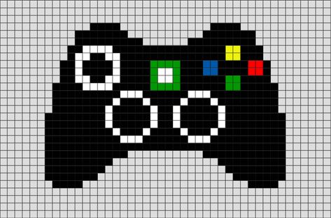 Game Controller Pixel Art from BrikBook.com #gamecontroller #device #videogame #fun #controller #pixel #pixelart #8bit Shop more designs at http://www.brikbook.com Video Game Controller Cross Stitch, Perler Bead Video Game Controllers, Pixel Art Pattern Video Games, Gaming Cross Stitch Patterns, Sports Pixel Art, Controller Pixel Art, Pixel Art Video Games, Gaming Pixel Art, Video Game Pixel Art