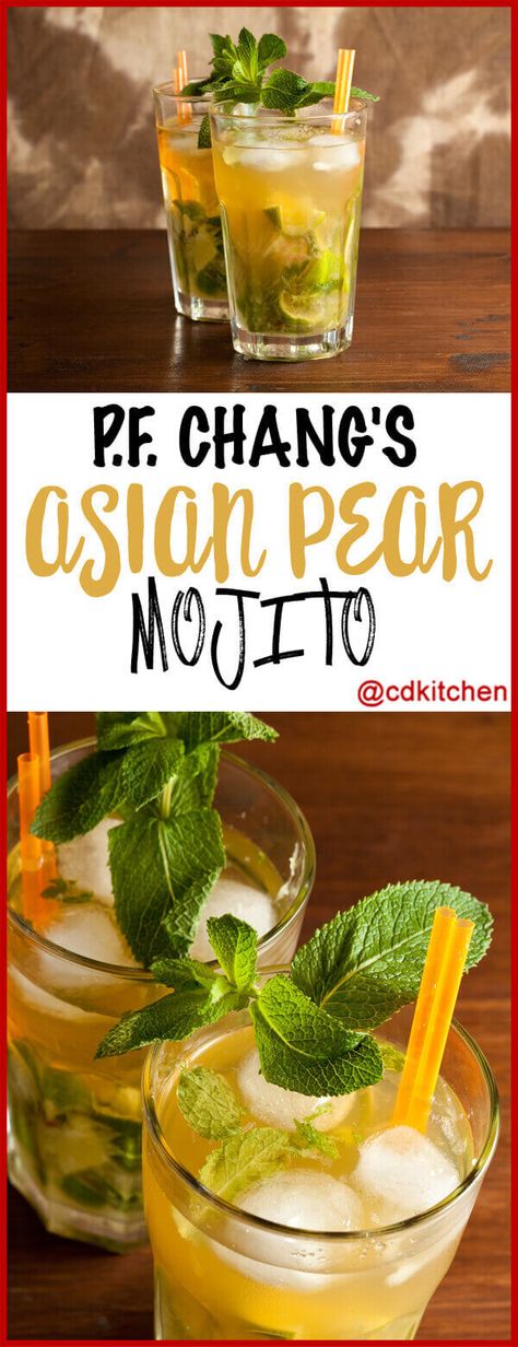 Asian Pear Mojito Pf Changs, Asian Pear Mojito, Pear Mojito Recipe, Pear Mojito, Asian Pear Recipes, Apple Mojito, Pear Drinks, Drink Mixers, Pear Martini