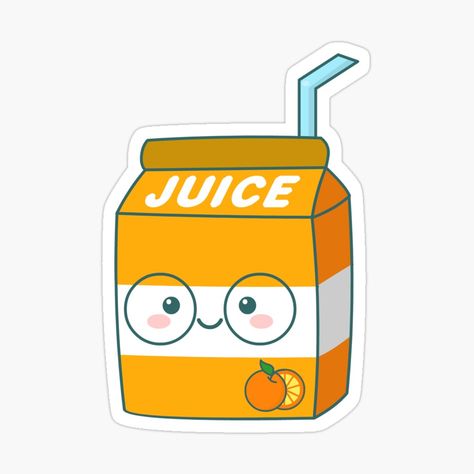 Juice Drawing, Kawaii Orange, Juice Sticker, Cute Laptop Stickers, Juice Boxes, Jus D'orange, Cute Cute, Dibujos Cute, Anime Stickers