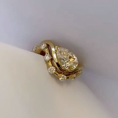 KATKIM on Instagram: "Bespoke Diamond Trace Ring and Band crafted in 18K Gold." Katkim Engagement Ring, Gold Band Diamond Engagement Ring, Cool Engagement Rings, Yellow Sapphire Engagement Ring, Engagement Ring Stack, Yellow Diamond Engagement Ring, Diamonds Rings, Cute Engagement Rings, Expensive Jewelry Luxury