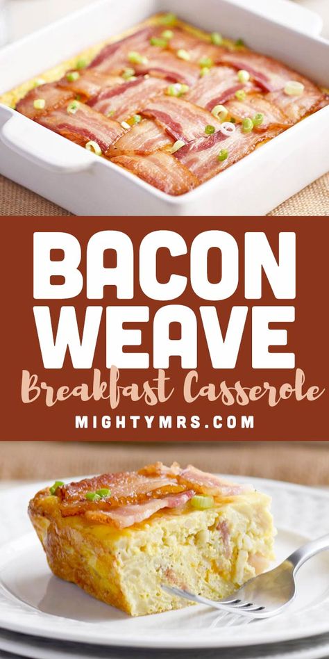 With Bacon Weave Breakfast Casserole recipe, you'll learn how to weave thick cut bacon into a beautiful lattice topping for your egg, cheese and hash brown casserole! This easy recipe will impress guests or treat yourself on weekends. Or make ahead for the week. Reheats well in the microwave. Use any kind of frozen potato, hashbrowns or tater tots! You'll love how easy and tasty this cheesy, creamy breakfast casserole is. Bacon Breakfast Casserole, Breakfast Casserole With Bacon, Super Easy Casseroles, Casserole With Bacon, Christmas Breakfast Casserole, Bacon Casserole, Peanut Butter Energy Bites, Breakfast Casserole Bacon, Keto Breakfasts