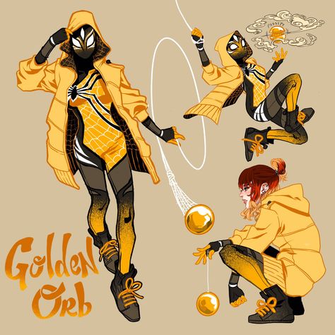 Spiderman Oc Costume, Golden Orb Weaver Spidersona, Spidersona Hoodie, My Spiderman Oc, Spider Verse Oc Ideas, Spider Verse Fanart Oc, Spidersona Template Female, Spider Man Into The Spiderverse Ocs, Spider Suit Design Oc