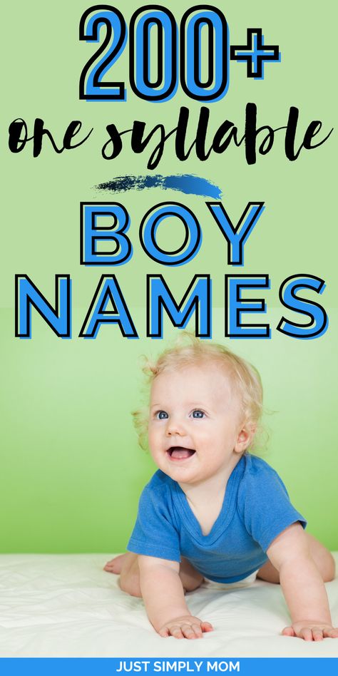 These one syllable boy names can be used as first names of course, but also make great boy middle names if you have a longer first name picked out. Mix and match them as first and middle names to find the perfect fit! One Syllable Middle Names, Three Syllable Boy Names, 3 Syllable Boy Names, Hebrew Boy Names, One Syllable Boy Names, Names Nature, Baby Boy Middle Names, Boy Middle Names, Happy Names