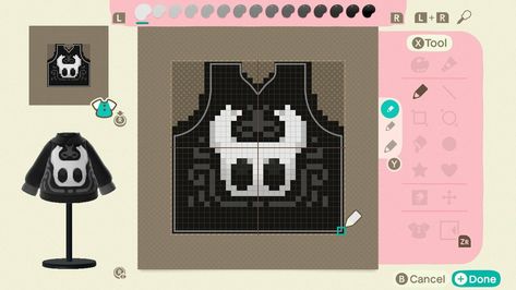 Animal Crossing Clothing Grid, Acnh Clothing Template, Animal Crossing Grid Design Clothes, Acnh Clothes Pattern Grid Sweater, Animal Crossing Pixel Art Clothes, Animal Crossing Clothing Designs Grid, Acnh Clothes Pattern Grid Sanrio, Acnh Clothes Pattern Grid Goth, Acnh Clothes Design Id Goth