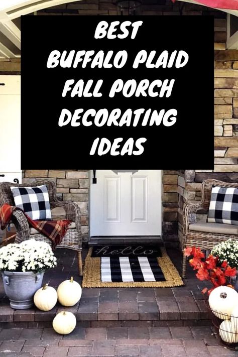 Best Buffalo Plaid Fall Porch Decorating Ideas - OptimizedLife Buffalo Plaid Fall Decor, Fall Porch Decorating Ideas, Buffalo Plaid Pillows, Porch Decorating Ideas, Fall Front Porch Decor, Plaid Pillow, This Heat, Fall Bedroom, Fall Front Porch