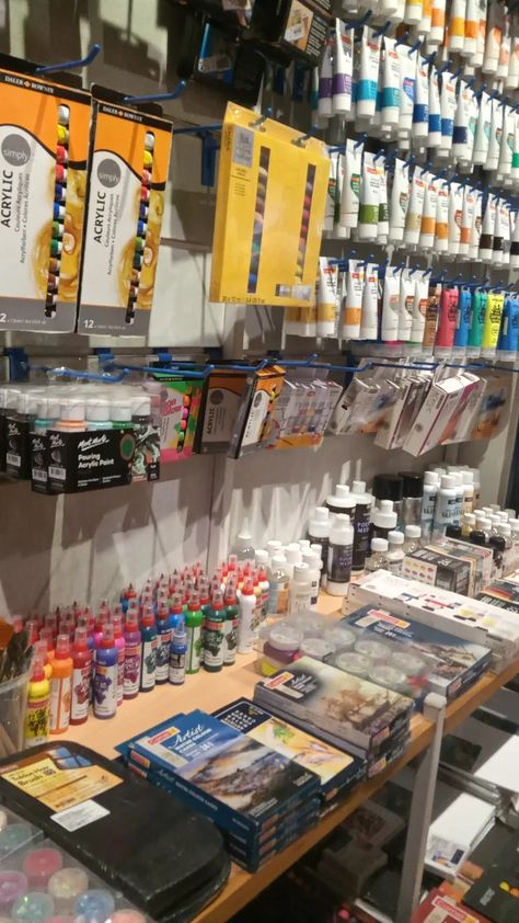 Art Store Aesthetic, Dream Art Room, Stationary Aesthetic, Aesthetic Paint, Kawaii Logo, Stationary Store, Art Studio Room, Artsy Aesthetic, Artist Supplies