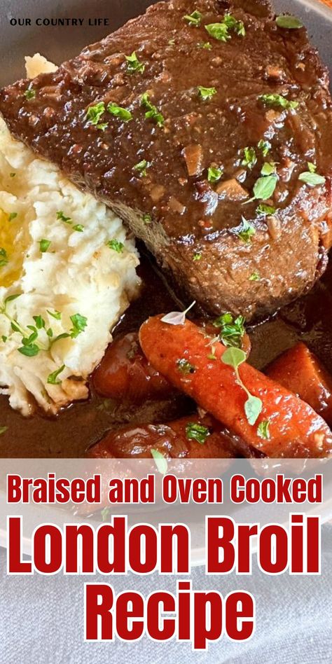 London Broil In Dutch Oven, London Broil Oven, Tender London Broil, London Broil Recipe, Cooking London Broil, London Broil Recipes, Swiss Steak, London Broil, Cozy Dinner