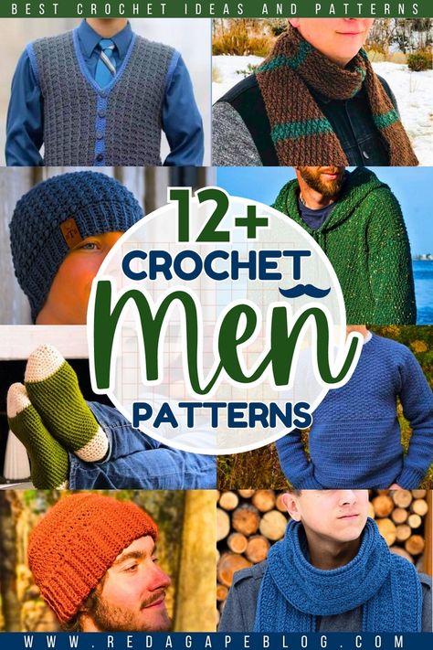 Crochet Men Patterns Crochet For Guys, Crochet Mustache, Waistcoat Pattern, Crochet Waistcoat, Plaid Crochet, Crochet Men, Handmade Gifts For Men, Crochet Shawl Pattern Free, Crochet Beanie Pattern