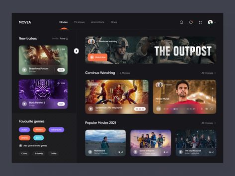 MOVEA | Movie dashboard design by SADHIN SALEEM🏆 for Piqo Design on Dribbble Dashboard Design Template, Web Movie, Digital Identity, Ui Design Dashboard, App Design Layout, Card Ui, Movie App, Movie Website, Ui Design Website