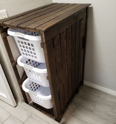 Laundry Basket Storage Diy, Wooden Laundry Basket, Basket For Laundry, Laundry Basket Dresser, Laundry Basket Holder, Diy Laundry Basket, Laundry Basket Storage, Basket Holder, Diy Concrete Planters