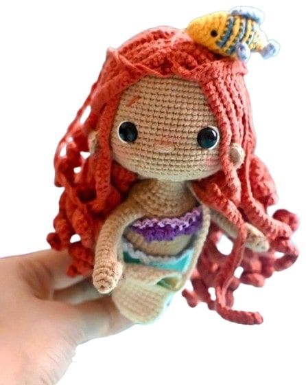 Amigurumi Little Mermaid Free Crochet Pattern - Mermaid Crochet Pattern Free, Little Mermaid Crochet, Mermaid Crochet Pattern, Mermaid Crochet, Crochet Disney, Crochet Mermaid, Mermaid Pattern, Crochet Buttons, Mermaid Dolls