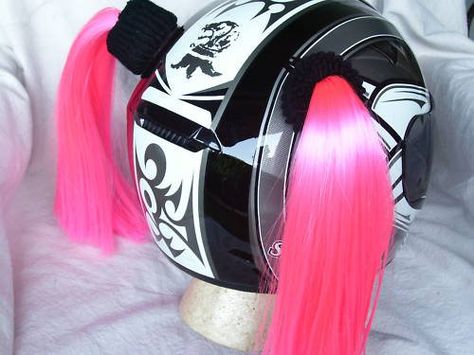 too cute! Hansen Enterprices Pink Motorcycle Helmet, Womens Motorcycle Gear, Pink Helmet, Pink Motorcycle, Womens Motorcycle Helmets, Helmet Hair, Custom Motorcycle Helmets, Motorcycle Club, Biker Chick