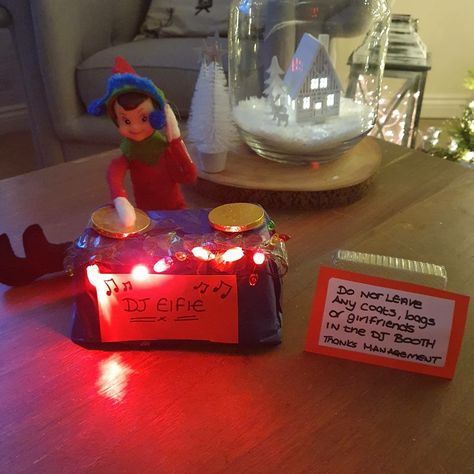 Dj Elf On The Shelf, Elf On The Shelf Idea, Elf Fun, Shelf Ideas, On The Shelf, Elf On The Shelf, Elf, Dj, Novelty Christmas