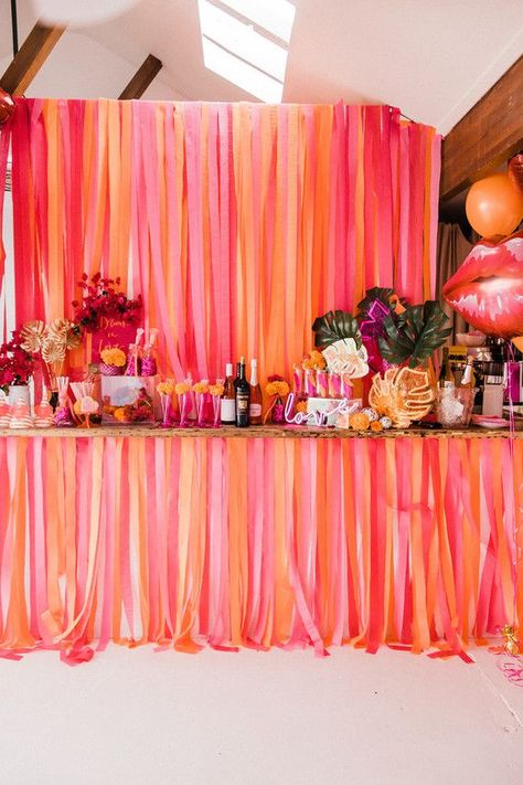 Bougainvillea and marigold “LOVE” themed birthday party Decoration Valentines Day, Birthday Themes For Adults, Homecoming Themes, Sunset Party, Orange Birthday, Dance Themes, Orange Party, Grad Party Decorations, Prom Theme