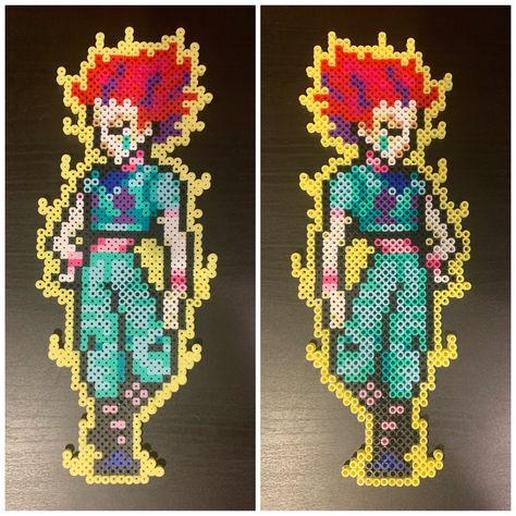 Hunter x Hunter Killua Perler Beads, Hunter X Hunter Perler Beads, Hxh Pixel Art, Hunter X Hunter Pixel Art, Hisoka Perler Beads, Alpha Patterns Hunter X Hunter, Hama Art, Hamma Beads Ideas, Fusion Beads