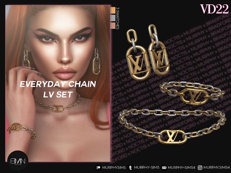 Louis Vuitton Everyday Chain LV Set - MURPHY x BRADFORD x NOCTIS Sims 4 Louis Vuitton, Sims 4 Download, The Sims 4 Download, Sims 4 Clothing, Custom Map, Sims 2, Sims 3, The Sims 4, Sims Cc