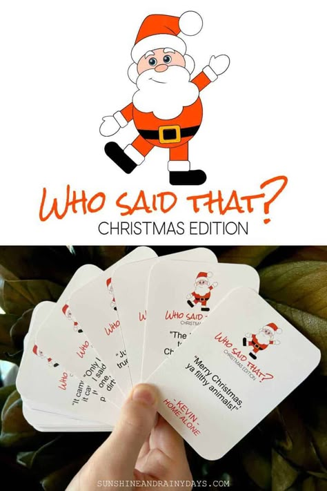 There are many popular quotes from Christmas movies that bring smiles and warm-hearted feelings to those who have watched them. The Who Said That Christmas Game was created to bring that JOY to your next Christmas party as family and friends guess Who Said That from your favorite Christmas movies. Who Said What Christmas Movie, Christmas Movie Quotes Game, Who Am I Christmas Game, Christmas Who Am I Game, Who Is Most Like Santa Game, Christmas Guessing Games, Quotes From Christmas Movies, Christmas Guess Who, Christmas Movie Games