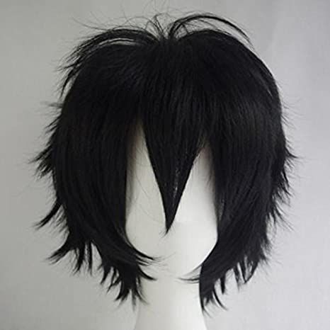 AmazonSmile: Unisex Women Mens Male Short Black Fluffy Straight Hair Wigs Anime Cosplay Party Dress Costume Synthetic Wig : Clothing, Shoes & Jewelry Short Spiky Haircuts, Black Hair Wigs, Wigs Cosplay, Natural Hair Wigs, Wig Party, Cosplay Hair, Short Hair Wigs, Party Hair, Short Straight Hair