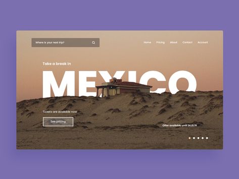 Mexico Trip travel app trip travelling travel branding app landing page landing typography design website web page landing page white space web-page landing ux page web ui clean Trip Website Design, City Website Design, Travel Blog Website Design, Trip Website, Agency Website Inspiration, Travel Landing Page, Tour Website, Travel Branding, Travel Website Design