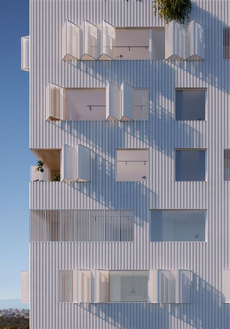 Fieldwork . patch apartements Metal Facade, Lots Of Windows, Building Facade, Minimalist Architecture, Architecture Exterior, Facade Architecture, Facade Design, Architectural Inspiration, Facades