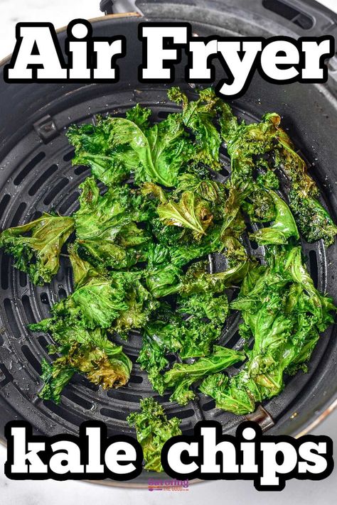 My crispy air fryer kale chips recipe has just a hint of seasoning. Air fryer kale chips are a quick and delicious way to enjoy a healthy snack. Using minimal oil, these chips have a crispy texture that rivals traditional frying methods. This air fryer kale chips recipe is a healthy snack that will make you forget potato chips. https://www.savoringthegood.com/air-fryer-kale-chips/ Air Fried Kale, Air Fryer Kale Chips Recipe, Air Fryer Kale, Healthy Kale Chips, Air Fryer Recipes Healthy Low Carb, Kale Chips Recipe, Fried Kale, Kale Chip Recipes, Healthy Low Carb Snacks