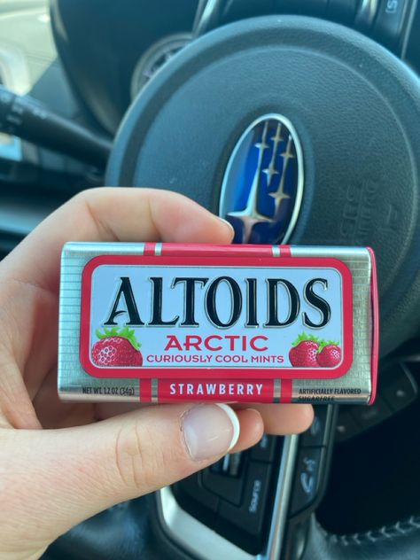 #sugarfree #altoids #strawberry Strawberry Altoids, Pink Altoids Wallet, Grunge Altoid Wallet, Breath Mints, Calories A Day, Daily Diet, Stay Fresh, Product Label, Feel Confident